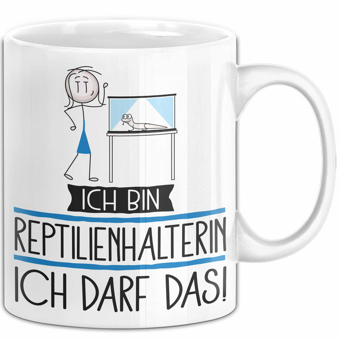 Geschenk für Reptilienhalterin Tasse Lustige Geschenkidee Geburtstag Ich Bin Reptilienhalterin Ich Darf Das Weiß Trendation