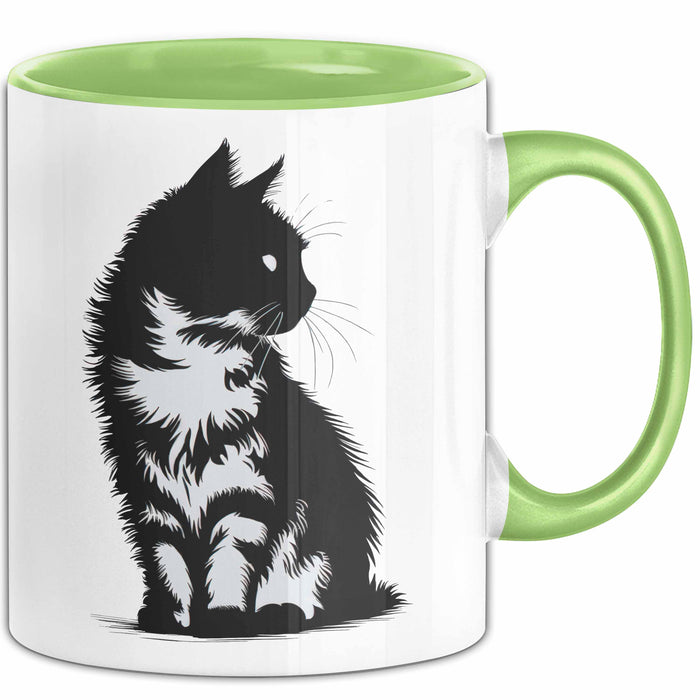Katzen Tierliebhaber Tasse Geschenk Lustige Geschenkidee Spruch Grün Trendation