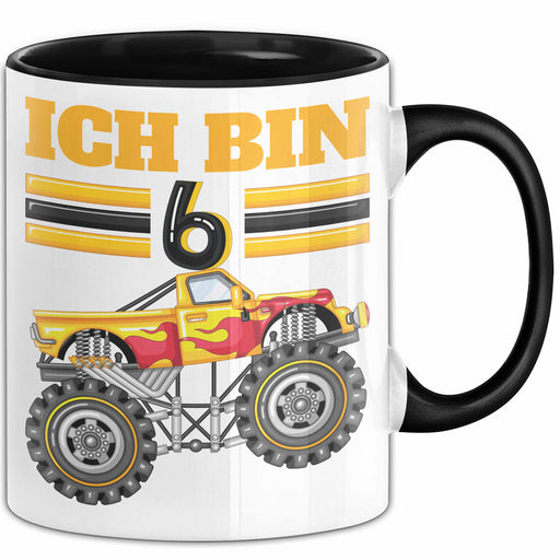 6. Geburtstag Geschenk Tasse Becher Jungs Trucks Geburtstagsgeschenk Ich Bin 6 Schwarz Trendation