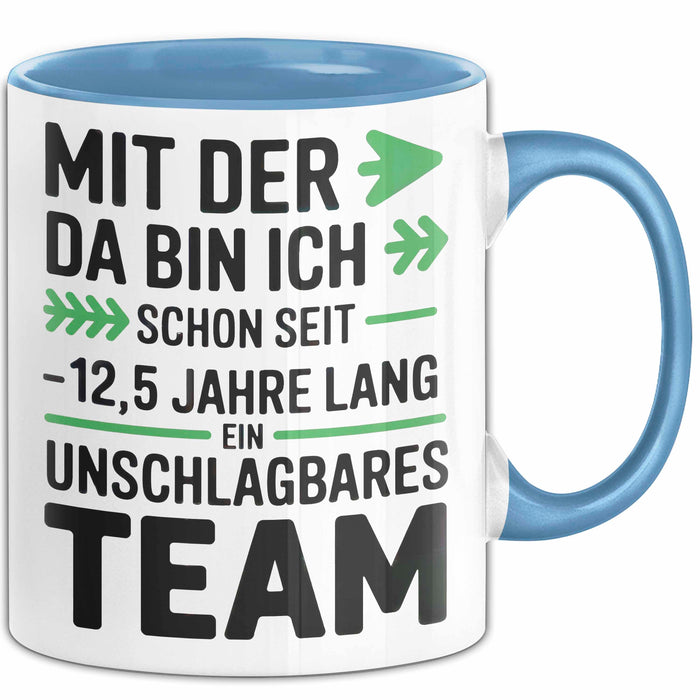 Romantische Pärchen Tasse Geschenk Team seit 12,5 Jahren Geschenkidee Lustig Blau Trendation