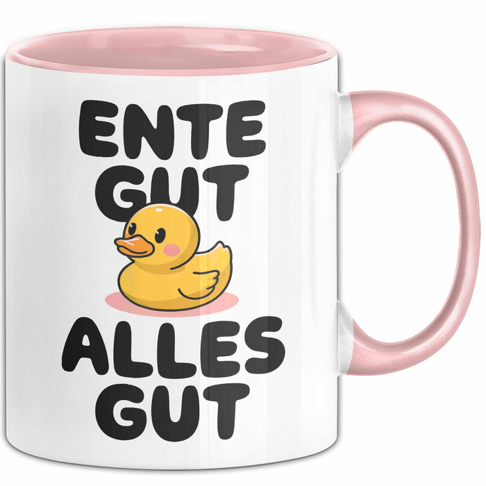 Quietscheente Tier Tasse Geschenk Lustige Geschenkidee Spruch Ente Gut Alles Gut Rosa Trendation