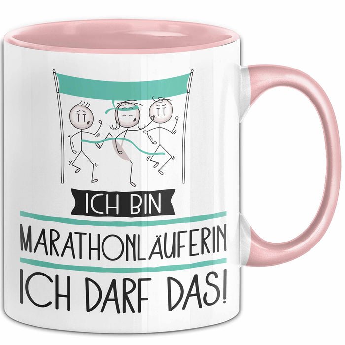 Geschenk für Marathonläuferin Tasse Lustige Geschenkidee Geburtstag Ich Bin Marathonläuferin Ich Darf Das Rosa Trendation