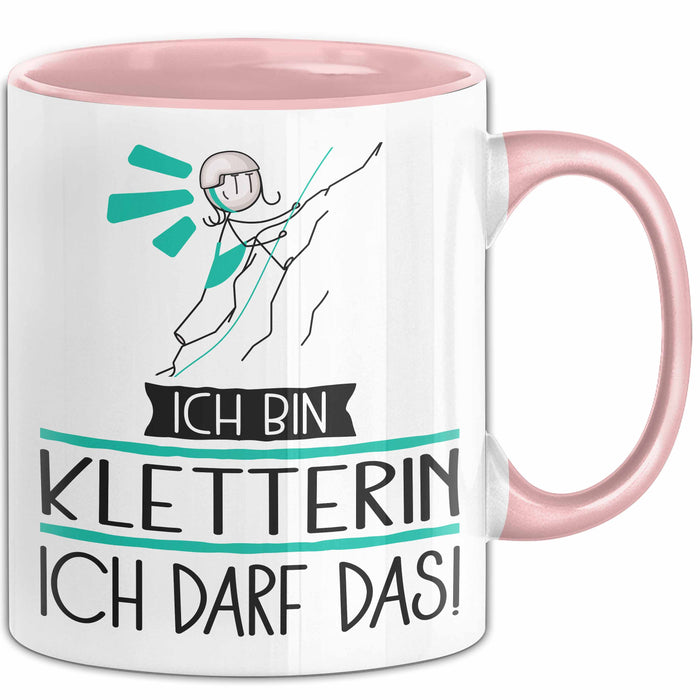 Geschenk für Kletterin Tasse Lustige Geschenkidee Geburtstag Ich Bin Kletterin Ich Darf Das Rosa Trendation