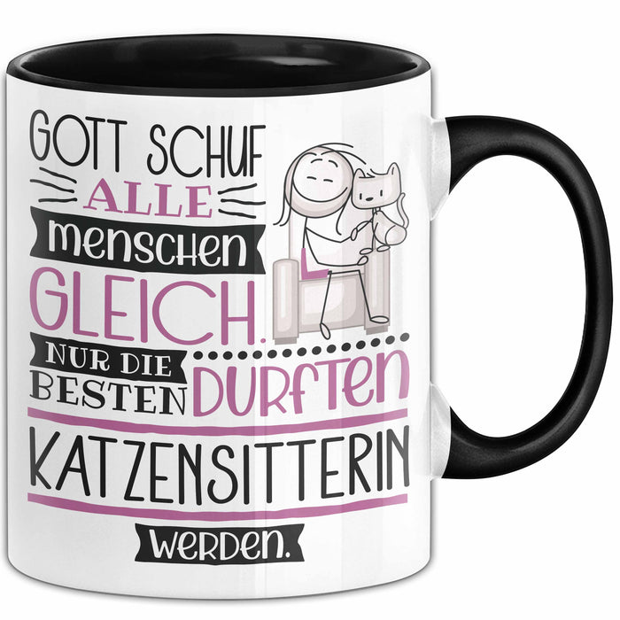 Katzensitterin Geschenk Becher Tasse Gott Schuf Alle Menschen Gleich Nur Die Besten Durfeten Katzensitterin Werden Geschenkidee Lustig Trendation