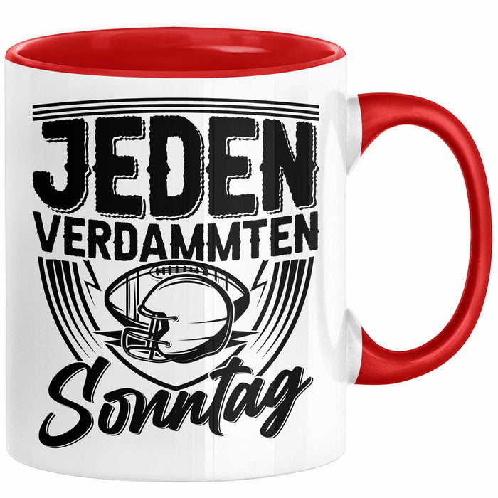 American Football Tasse Geschenk Jeden verdammten Sonntag American Football-Spieler Geschenkidee Kaffee-Becher Rot Trendation