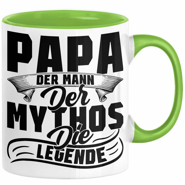 Papa Der Mann Der Mythos Die Legende Tasse Vatertag Spruch Bester Papa Geschenkidee Vater Grün Trendation