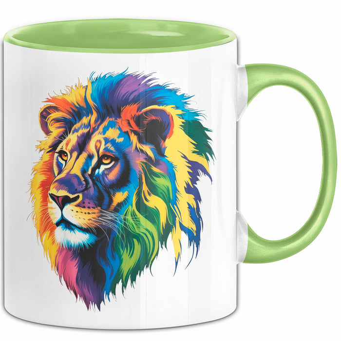 Bunter Löwe Tasse Geschenk Lustige Geschenkidee Spruch Grün Trendation
