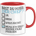 Witzige Tasse Geschenk Bist Du Hier Der Chef Humorvolles Design Frau Fragen Rot Trendation