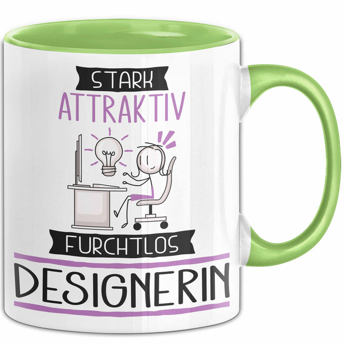 Designerin Tasse Geschenk Becher Stark Attraktiv Furchtlos Designerin Lustige Geschenkidee Grün Trendation