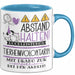 Tierheimvolontärin Tasse Geschenk Lustig Abstand Halten Hochleistungs-Tierheimvolontärin Mit Drang Zur Perfektion Bei Der Arbeit Blau Trendation