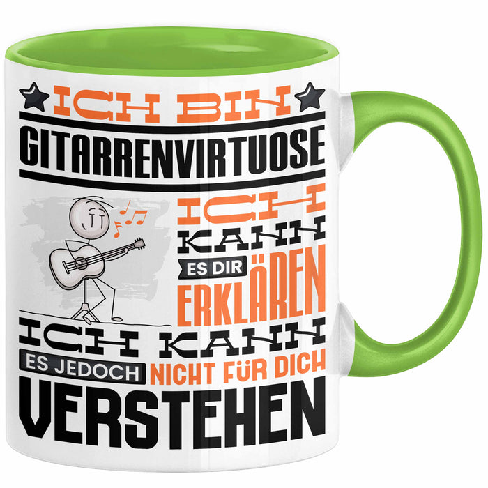 Gitarrenvirtuose Geschenk Tasse Geschenkidee für Gitarrenvirtuose Geburtstag Lustig Ich Bin Gitarrenvirtuose Ich Kann Es Dir Erklären Aber Nicht Für Dich Verstehen Grün Trendation