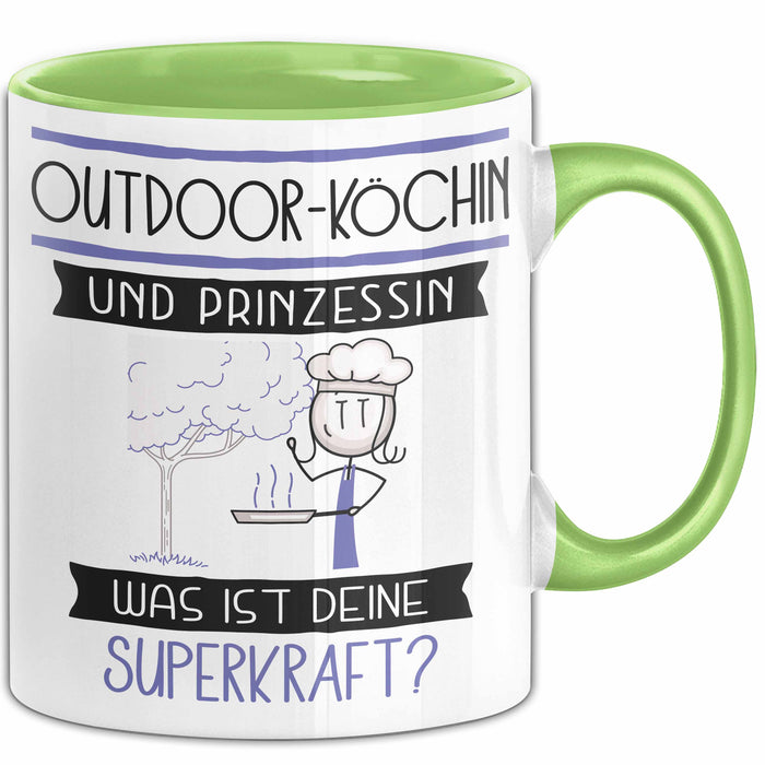 Outdoor-Köchin Und Prinzessin Tasse Geschenk Für Eine Outdoor-Köchin Geburtstag Was Ist Deine Superkraft Grün Trendation