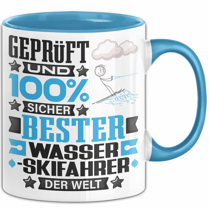 Wasserskifahrer Geschenk Lustiger Spruch für Wasserskifahrer Geschenkidee Bester Wasserskifahrer Der Welt Blau Trendation