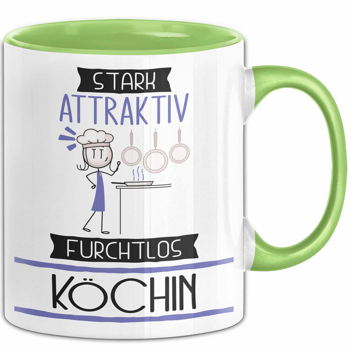 Köchin Tasse Geschenk Becher Stark Attraktiv Furchtlos Köchin Lustige Geschenkidee Grün Trendation
