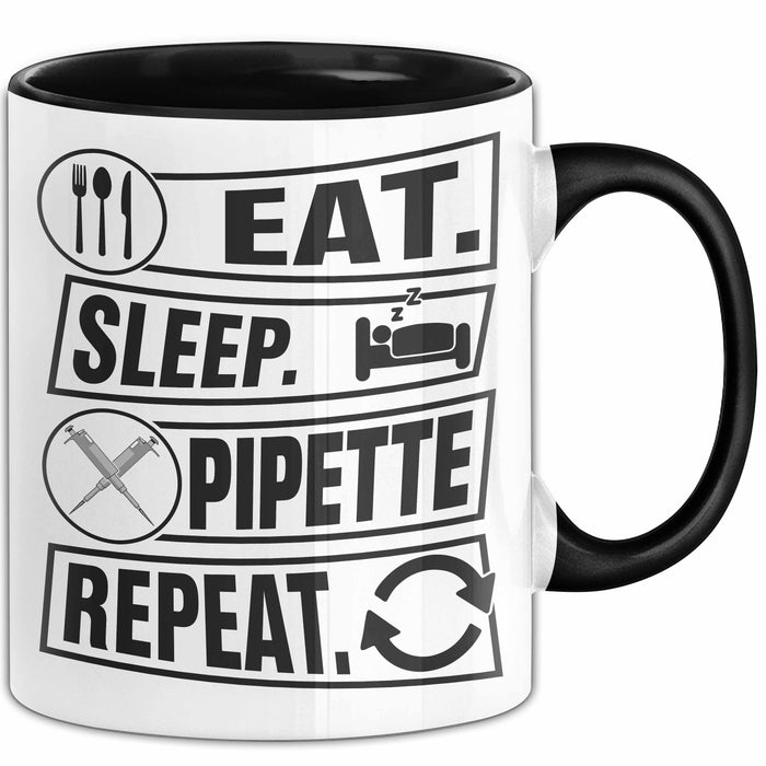 Biologe Labor Tasse Eat Sleep Pipette - Biologie Geschenkidee Biologe Trendation