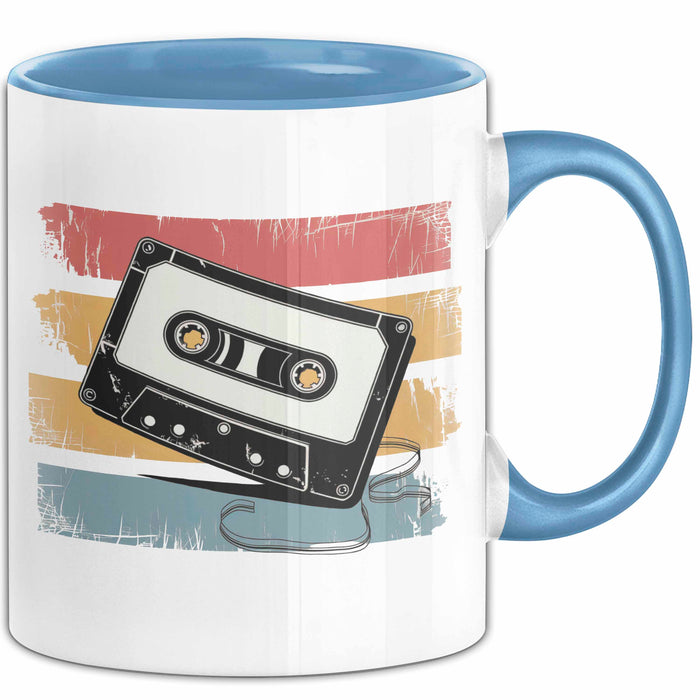 Retro Vintage Kassette Tasse Geschenk Lustige Geschenkidee Spruch Blau Trendation