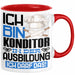 Konditor Ausbildung Tasse Geschenk Ich Bin Konditor In Der Ausbildung Ich Darf Das Geschenkidee Spruch Rot Trendation