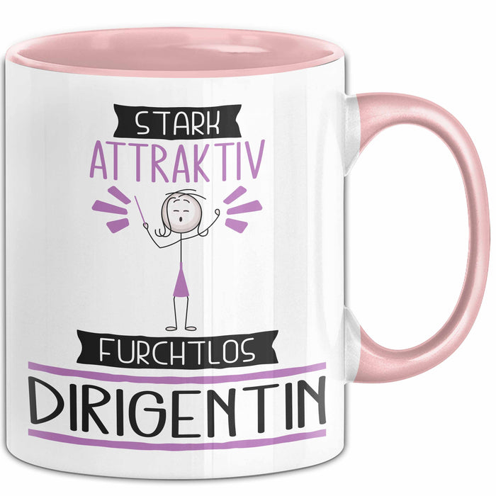Dirigentin Tasse Geschenk Becher Stark Attraktiv Furchtlos Dirigentin Lustige Geschenkidee Rosa Trendation