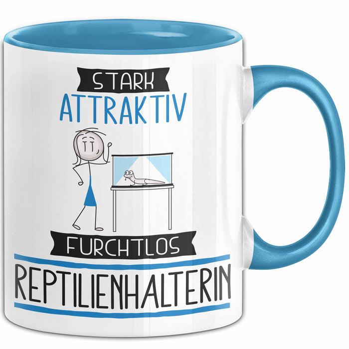 Reptilienhalterin Tasse Geschenk Becher Stark Attraktiv Furchtlos Reptilienhalterin Lustige Geschenkidee Blau Trendation