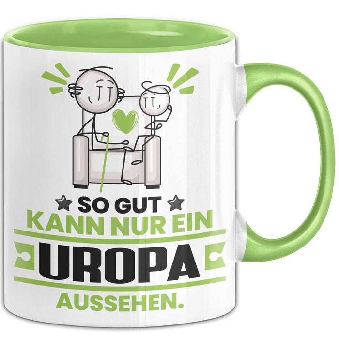 Uropa Geschenk Tasse So Gut Kann Nur Ein Uropa Aussehen Geschenkidee Kaffee-Becher Grün Trendation