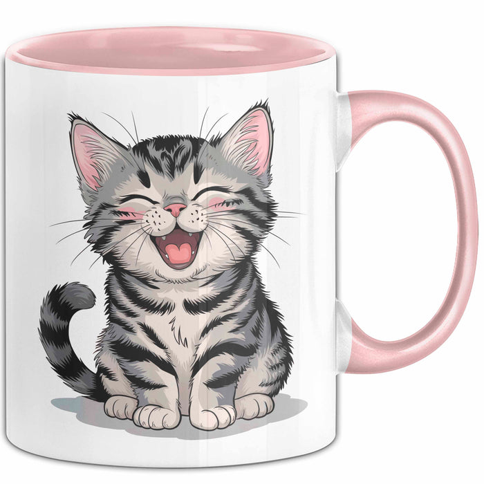 Katzen Tierliebhaber Tasse Geschenk Lustige Geschenkidee Spruch Rosa Trendation