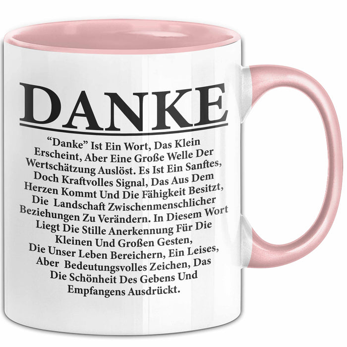 Danke Tasse Geschenk Lustige Geschenkidee Spruch Danke Rosa Trendation