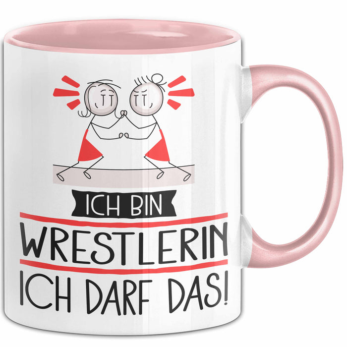 Geschenk für Wrestlerin Tasse Lustige Geschenkidee Geburtstag Ich Bin Wrestlerin Ich Darf Das Rosa Trendation