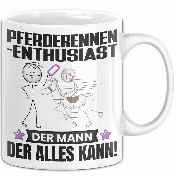 Pferderennen-Enthusiast Tasse Geschenk für Pferderennen-Enthusiast Der Mann Der Alles Kann Geschenkidee zum Geburtstag Weiß Trendation