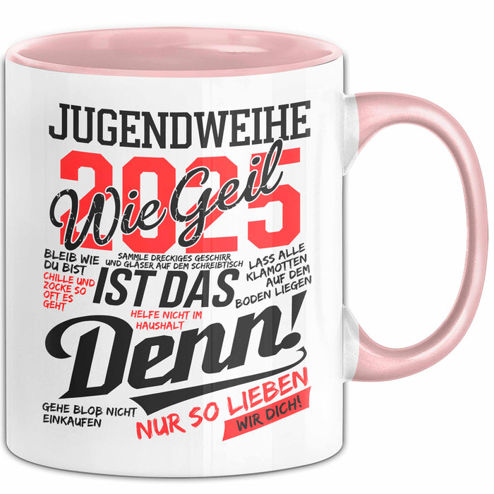 Jugendbetreuung Tasse Geschenk Lustige Geschenkidee Spruch Jugendweihe 2025 Rosa Trendation