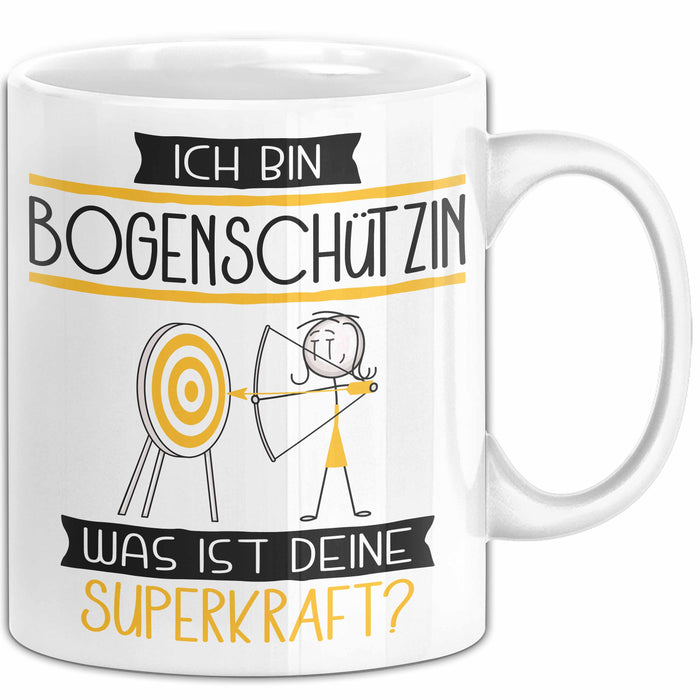 Bogenschützin Geschenk Tasse Ich Bin Bogenschützin Was Ist Deine Superkraft Geschenkidee Lustig Geburtstag Weihnachten Weiß Trendation