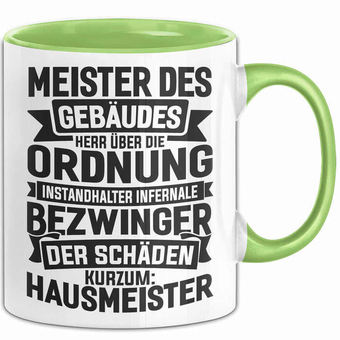 Hausmeister Tasse Geschenk Meister Des Gebäudes Grün Trendation