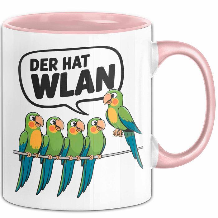 Papageien Garten Vögel Tasse Geschenk Lustige Geschenkidee Spruch Der Hat WLAN Rosa Trendation