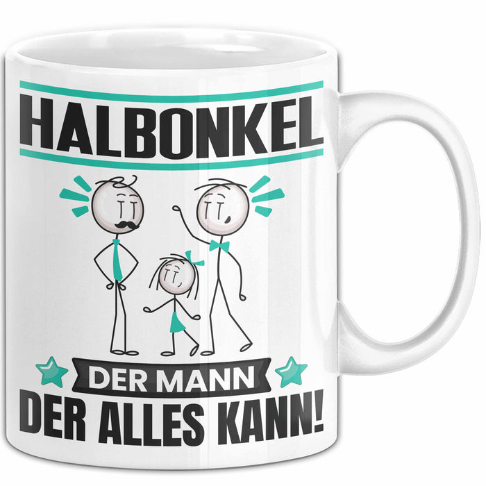 Halbonkel Tasse Geschenk für Halbonkel Der Mann Der Alles Kann Geschenkidee zum Geburtstag Weiß Trendation