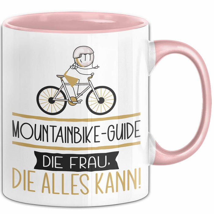 Mountainbike-Guide Geschenk Tasse Becher Die Frau Die Allen Kann Geschenkidee für eine Mountainbike-Guide Lustig Rosa Trendation