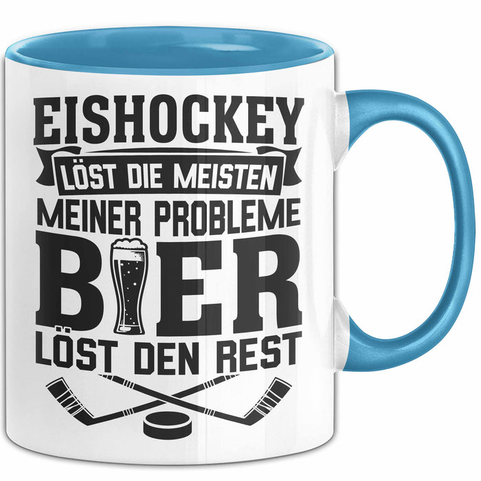 Eishockey Tasse Löst Die Meisten Meiner Probleme Bier Löst Den Rest Becher Geschenkidee Blau Trendation