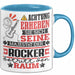 Rocker Geschenk Tasse Lustiger Spruch Erheben Sie Sich Der Rocker Betritt den Raum Blau Trendation