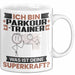 Parkour-Trainer Tasse Geschenk für Parkour-Trainer Geburtstag Lustiger Spruch Kaffee-Becher Was Ist Deine Superkraft Weiß Trendation
