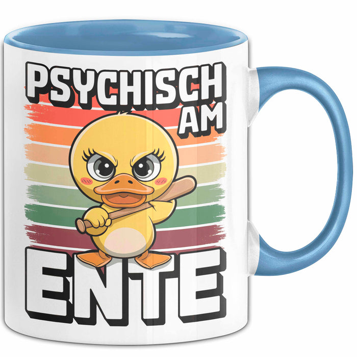 Ente Tier Tasse Geschenk Lustige Geschenkidee Spruch Psychisch Am Ente Blau Trendation