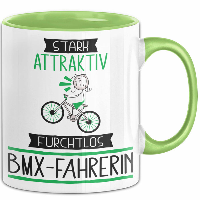 BMX-Fahrerin Tasse Geschenk Becher Stark Attraktiv Furchtlos BMX-Fahrerin Lustige Geschenkidee Grün Trendation