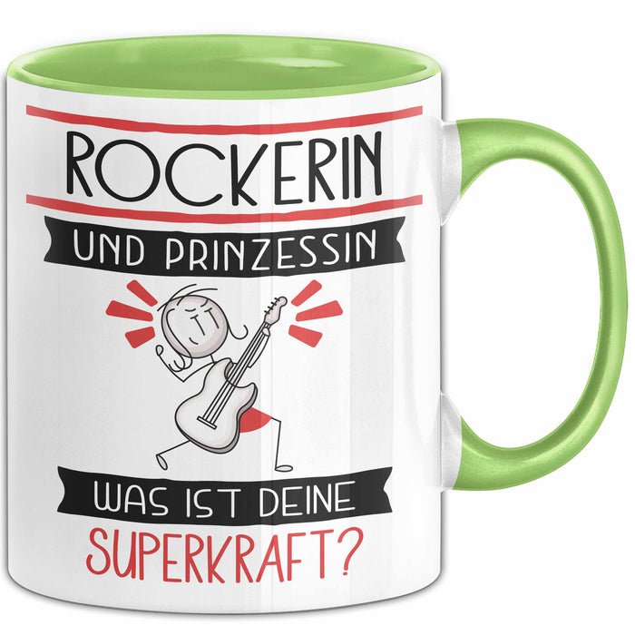 Rockerin Und Prinzessin Tasse Geschenk Für Eine Rockerin Geburtstag Was Ist Deine Superkraft Grün Trendation