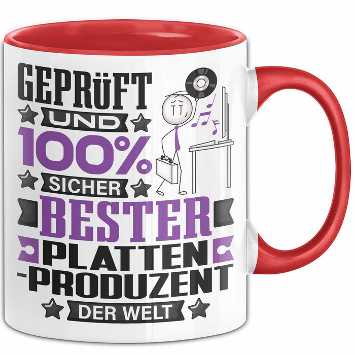 Plattenproduzent Geschenk Lustiger Spruch für Plattenproduzent Geschenkidee Bester Plattenproduzent Der Welt Rot Trendation
