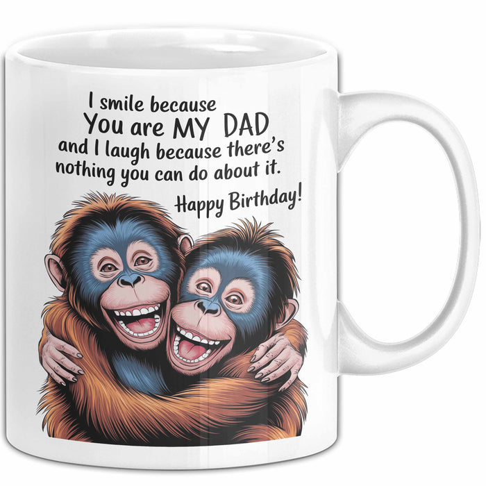Papa Vater Geburtstagsfeier Tasse Geschenk Lustige Geschenkidee Spruch Ich Lächle Weil Du Mein Papa Bist Weiß Trendation