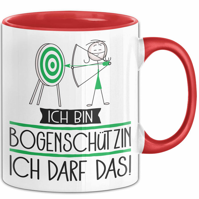 Geschenk für Bogenschützin Tasse Lustige Geschenkidee Geburtstag Ich Bin Bogenschützin Ich Darf Das Rot Trendation