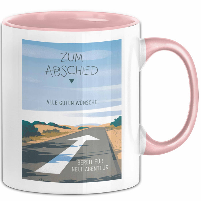 Büroarbeit Kollege Abschied Tasse Geschenk Lustige Geschenkidee Spruch Zum Abschied Alle Guten Wünsche Bereit Für Neue Abenteuer Rosa Trendation