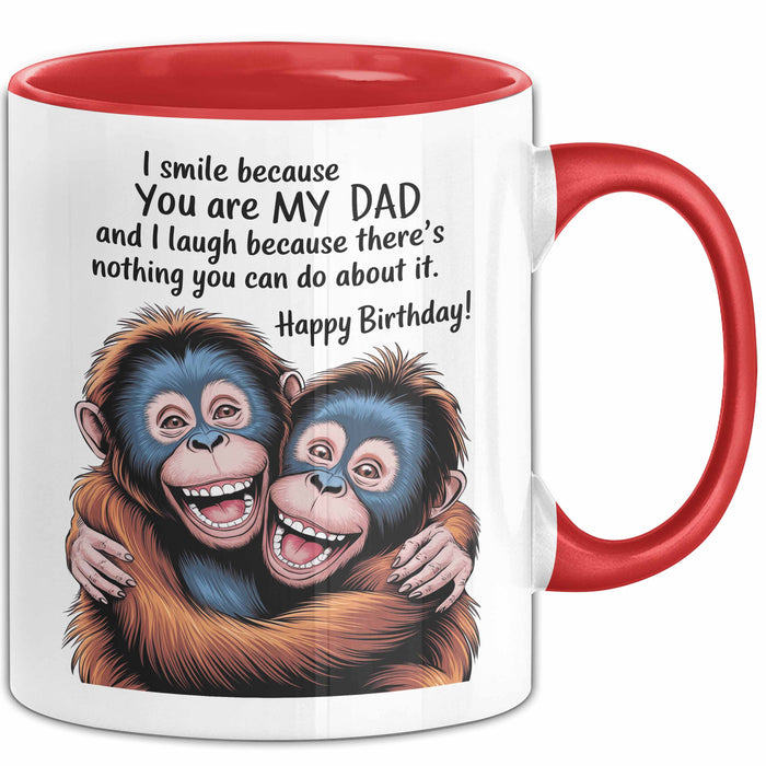 Papa Vater Geburtstagsfeier Tasse Geschenk Lustige Geschenkidee Spruch Ich Lächle Weil Du Mein Papa Bist Rot Trendation