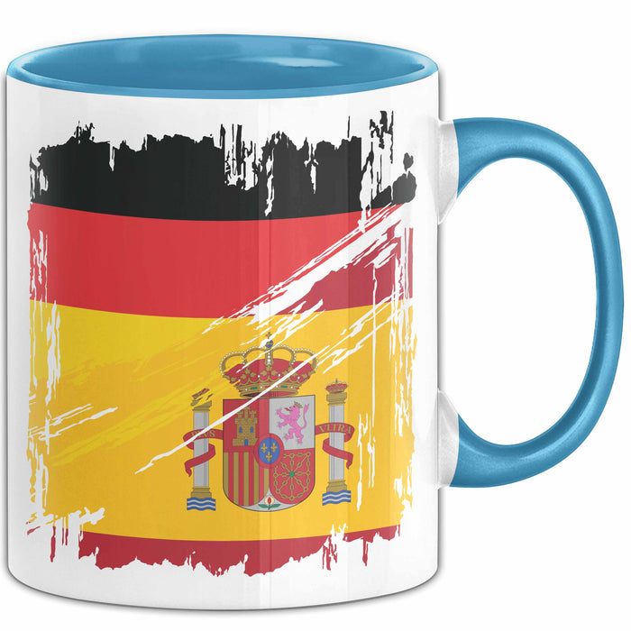 Deutsch Spanier Tasse Geschenk Lustiger Becher Geschenkidee Spanien Kaffee-Becher Blau Trendation
