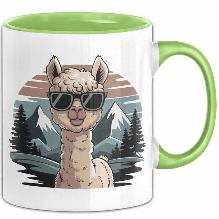 Alpaka Liebhaber Tasse Geschenkidee für Tierfreunde Grün Trendation