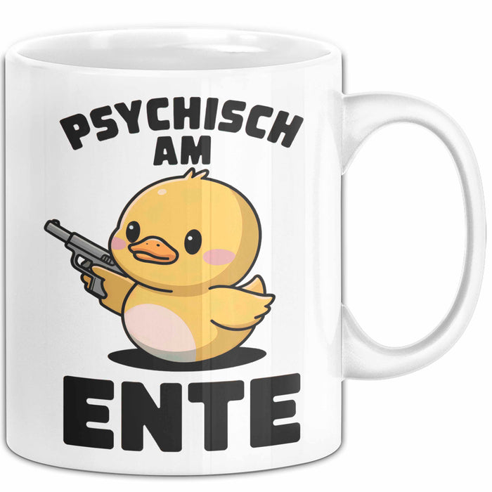 Quietscheente Tier Tasse Geschenk Lustige Geschenkidee Spruch Psychisch Am Ente Weiß Trendation