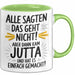 Jutta Tasse Geschenk Alle Sagten Das Geht Nicht Aber Dann Kam Jutta Und Hat Es Einfach Gemacht Geschenkidee Becher mit Name Grün Trendation