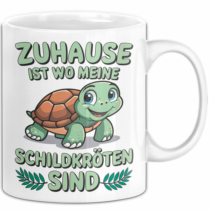 Schildkröte Tierliebhaber Tasse Geschenk Lustige Geschenkidee Spruch Zuhause Ist Wo Meine Schildkröten Sind Weiß Trendation